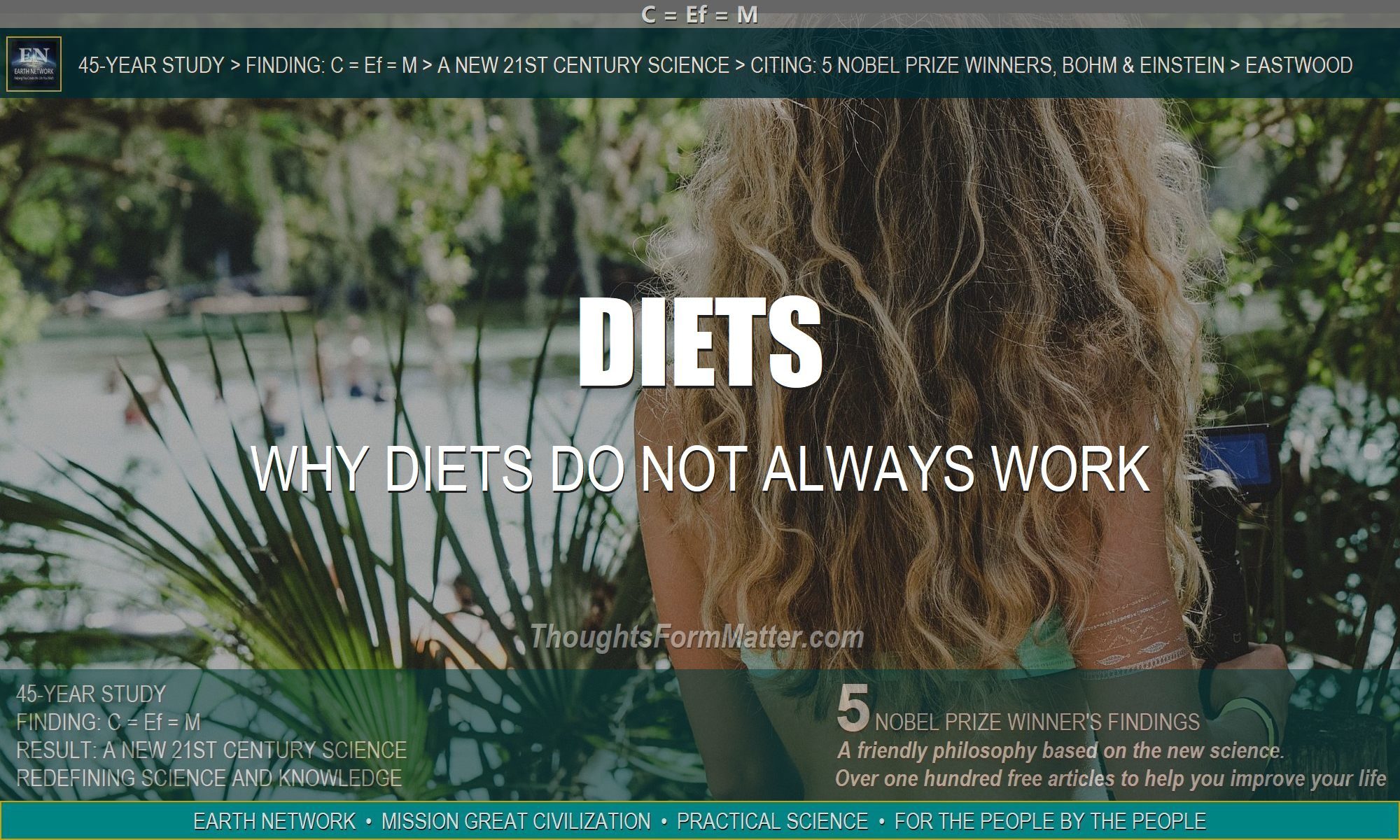 Woman thinks diet doesn't work . Metaphysical and psychological reason for ineffective weight loss program.